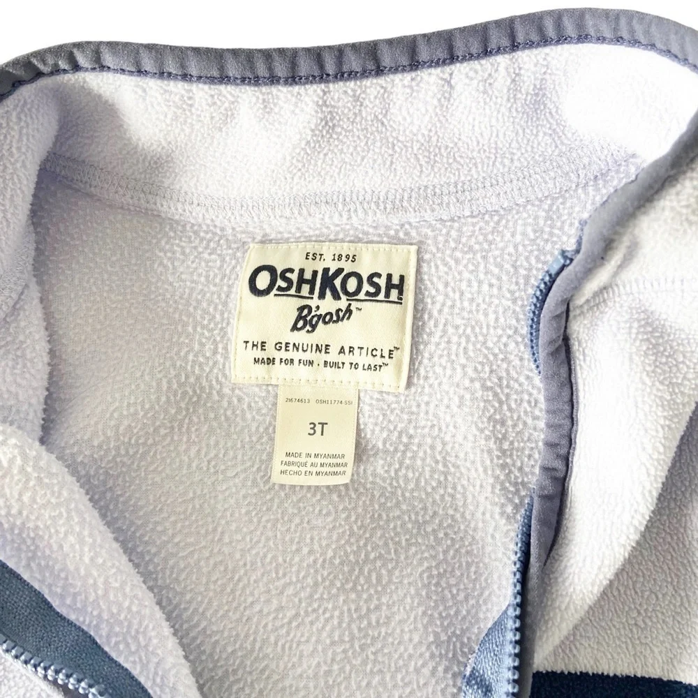 OshKosh B'gosh Kid Toddler Girl's Full Zip Fleece Jacket Blue Purple Heart 3T